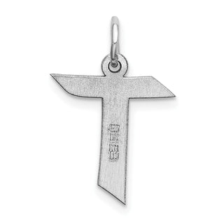 Sterling Silver Rhodium-plated Medium Block Initial T Charm QC5089T