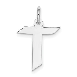 Sterling Silver Rhodium-plated Medium Block Initial T Charm QC5089T