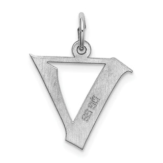 Sterling Silver Rhodium-plated Medium Block Initial V Charm QC5089V