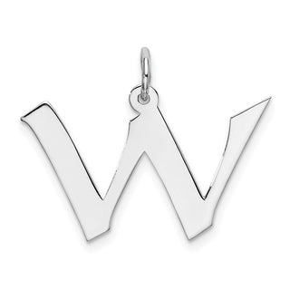 Sterling Silver Rhodium-plated Medium Block Initial W Charm QC5089W
