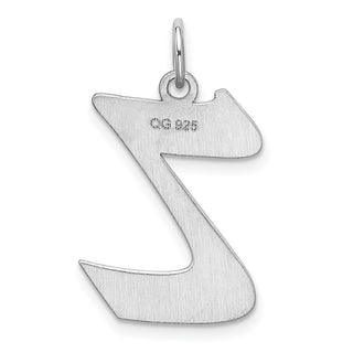 Sterling Silver Rhodium-plated Medium Artisan Block Initial Z Charm