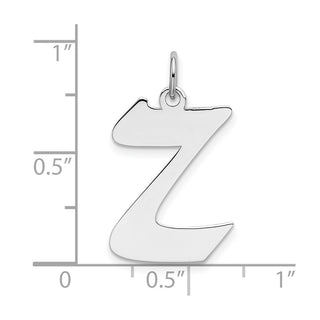 Sterling Silver Rhodium-plated Medium Artisan Block Initial Z Charm