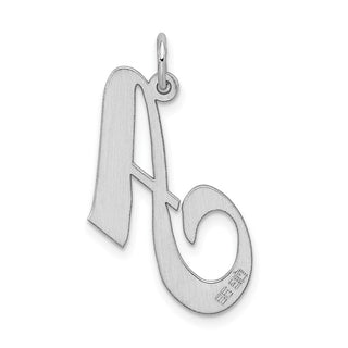 Sterling Silver Rhodium-plated Large Fancy Script Initial A Charm