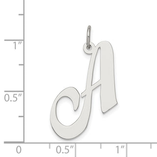 Sterling Silver Rhodium-plated Large Fancy Script Initial A Charm