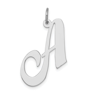Sterling Silver Rhodium-plated Large Fancy Script Initial A Charm