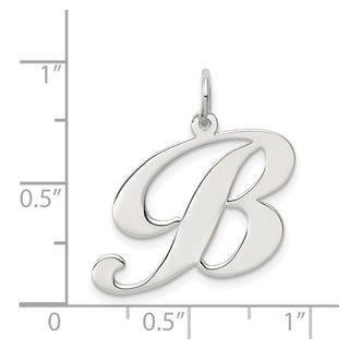Sterling Silver Rhodium-plated Large Fancy Script Initial B Charm