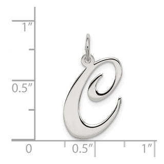 Sterling Silver Rhodium-plated Large Fancy Script Initial C Charm
