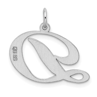 Sterling Silver Rhodium-plated Large Fancy Script Initial D Charm