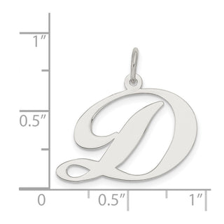 Sterling Silver Rhodium-plated Large Fancy Script Initial D Charm