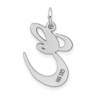 Sterling Silver Rhodium-plated Large Fancy Script Initial E Charm