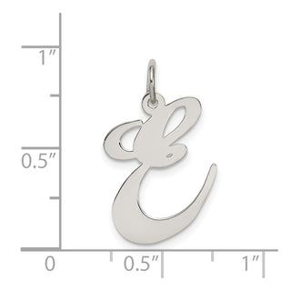 Sterling Silver Rhodium-plated Large Fancy Script Initial E Charm
