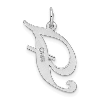 Sterling Silver Rhodium-plated Large Fancy Script Initial F Charm