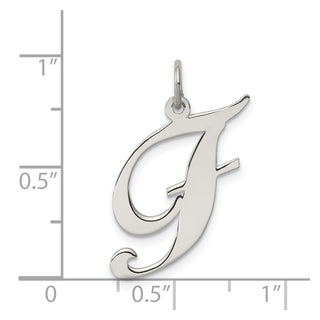 Sterling Silver Rhodium-plated Large Fancy Script Initial F Charm