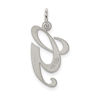 Sterling Silver Rhodium-plated Large Fancy Script Initial G Charm
