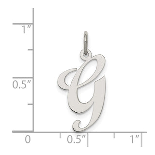 Sterling Silver Rhodium-plated Large Fancy Script Initial G Charm