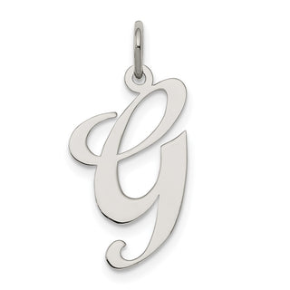 Sterling Silver Rhodium-plated Large Fancy Script Initial G Charm