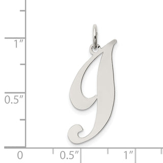 Sterling Silver Rhodium-plated Large Fancy Script Initial I Charm