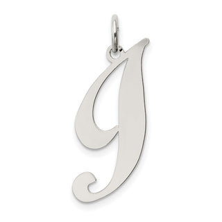 Sterling Silver Rhodium-plated Large Fancy Script Initial I Charm