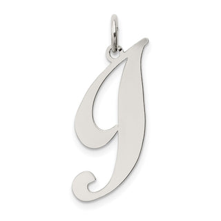Sterling Silver Rhodium-plated Large Fancy Script Initial I Charm