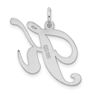 Sterling Silver Rhodium-plated Large Fancy Script Initial K Charm