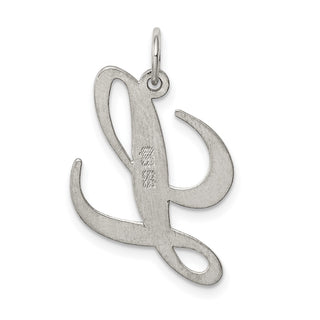 Sterling Silver Rhodium-plated Large Fancy Script Initial L Charm