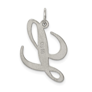 Sterling Silver Rhodium-plated Large Fancy Script Initial L Charm