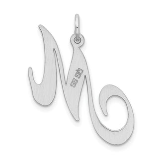 Sterling Silver Rhodium-plated Large Fancy Script Initial M Charm