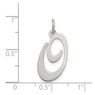 Sterling Silver Rhodium-plated Large Fancy Script Initial O Charm