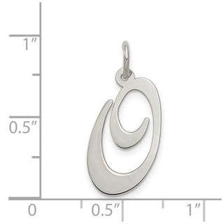 Sterling Silver Rhodium-plated Large Fancy Script Initial O Charm