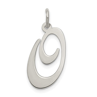 Sterling Silver Rhodium-plated Large Fancy Script Initial O Charm