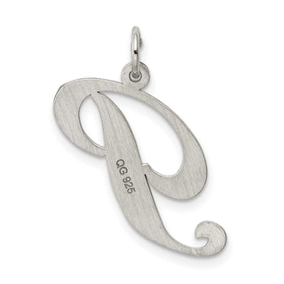 Sterling Silver Rhodium-plated Large Fancy Script Initial P Charm