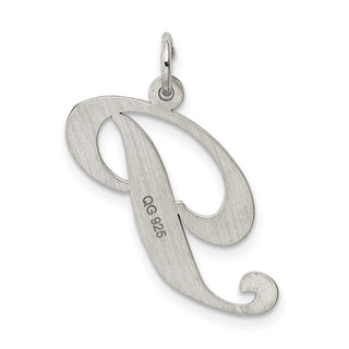 Sterling Silver Rhodium-plated Large Fancy Script Initial P Charm