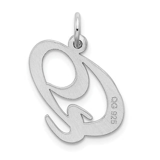 Sterling Silver Rhodium-plated Large Fancy Script Initial Q Charm