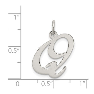 Sterling Silver Rhodium-plated Large Fancy Script Initial Q Charm