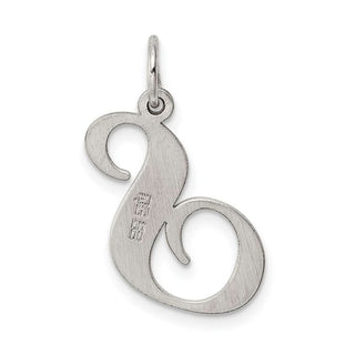 Sterling Silver Rhodium-plated Large Fancy Script Initial S Charm