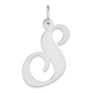 Sterling Silver Rhodium-plated Large Fancy Script Initial S Charm