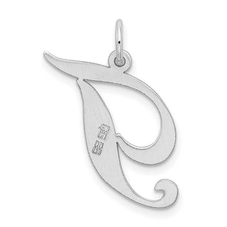 Sterling Silver Rhodium-plated Large Fancy Script Initial T Charm