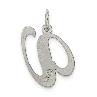 Sterling Silver Rhodium-plated Large Fancy Script Initial V Charm