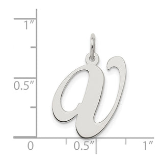 Sterling Silver Rhodium-plated Large Fancy Script Initial V Charm