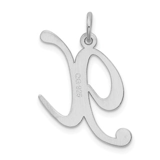 Sterling Silver Rhodium-plated Large Fancy Script Initial X Charm