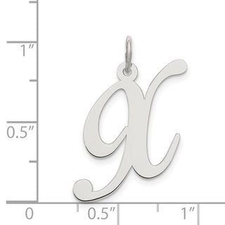 Sterling Silver Rhodium-plated Large Fancy Script Initial X Charm