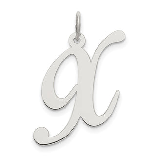 Sterling Silver Rhodium-plated Large Fancy Script Initial X Charm