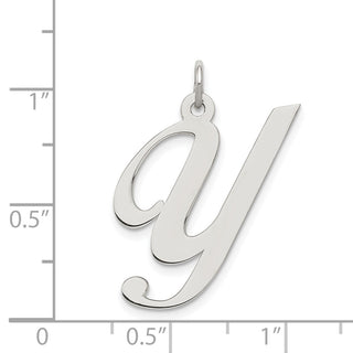 Sterling Silver Rhodium-plated Large Fancy Script Initial Y Charm