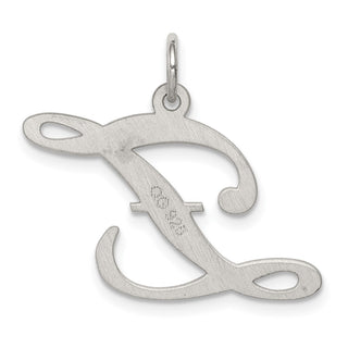 Sterling Silver Rhodium-plated Large Fancy Script Initial Z Charm