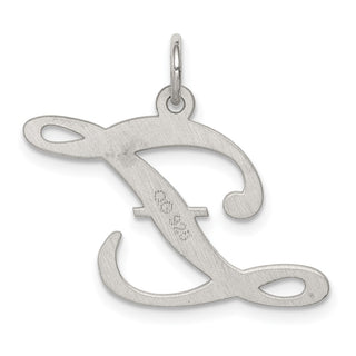 Sterling Silver Rhodium-plated Large Fancy Script Initial Z Charm
