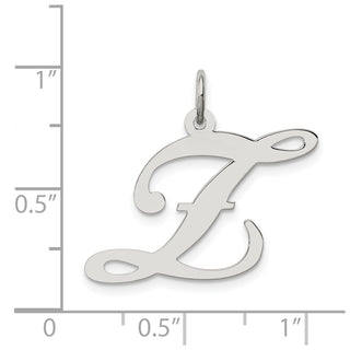 Sterling Silver Rhodium-plated Large Fancy Script Initial Z Charm