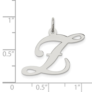 Sterling Silver Rhodium-plated Large Fancy Script Initial Z Charm