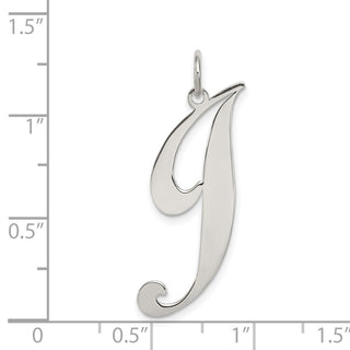 Sterling Silver Rhodium-plated Large Fancy Script Initial J Charm