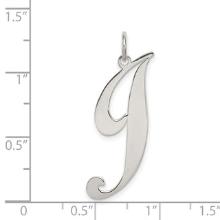Sterling Silver Rhodium-plated Large Fancy Script Initial J Charm