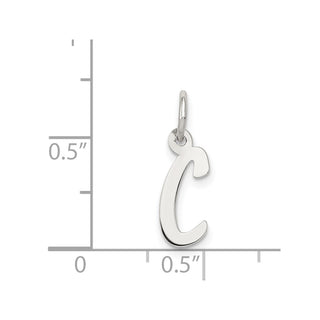 Sterling Silver Rhodium-plated Small Initial C Charm